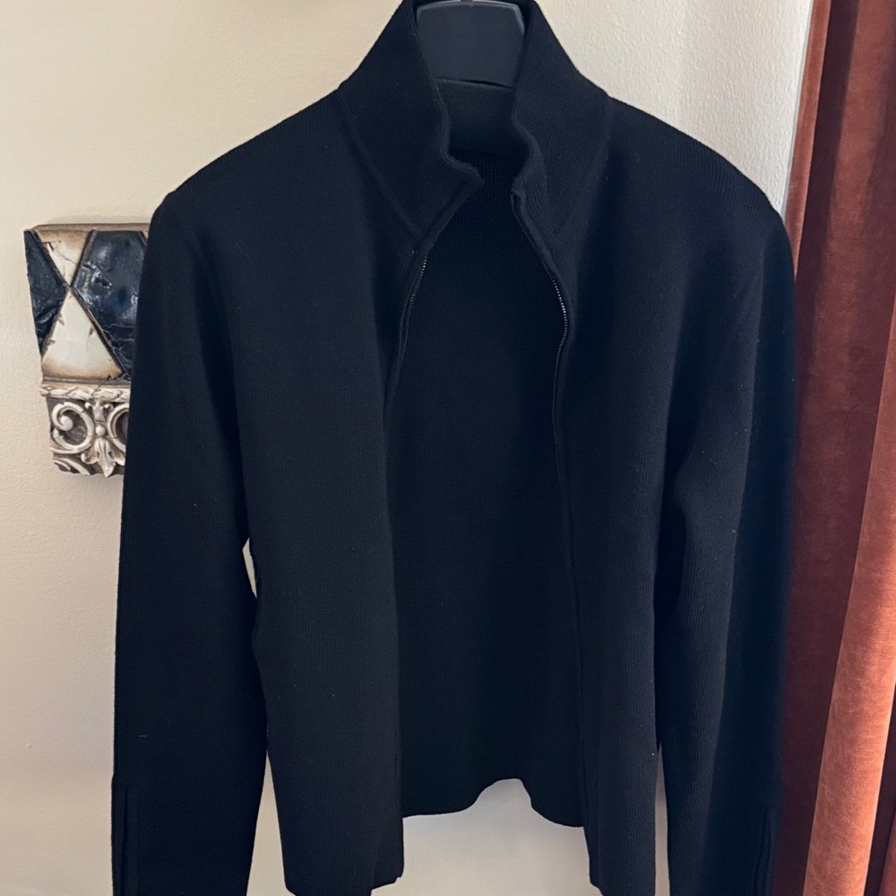 Gucci Black Ribbed Zip Cardigan